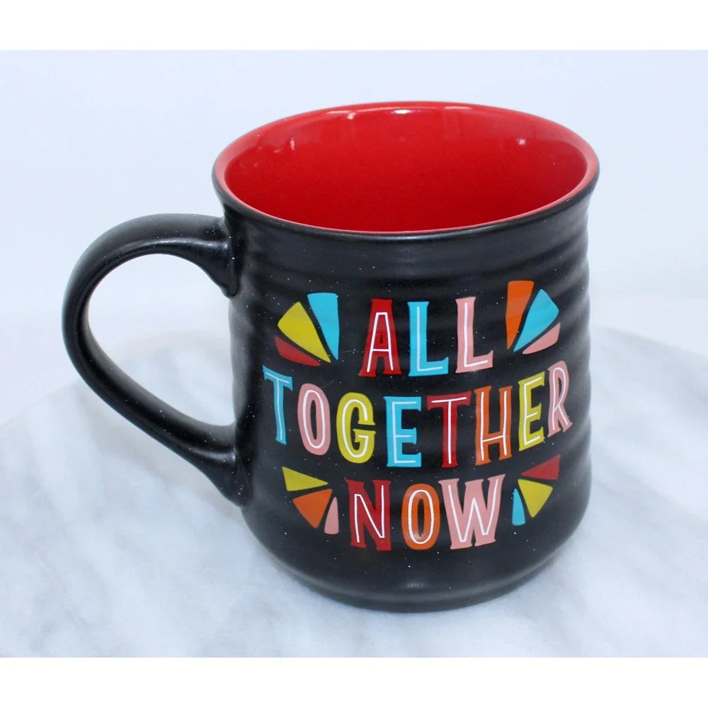 Sheffield Home All Together Now Ribbed Coffee Mug Black Red Interior Ceramic - Picture 3 of 6